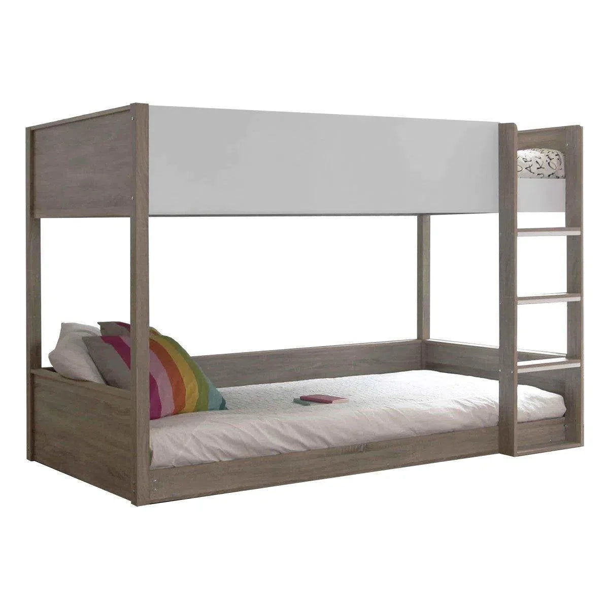 Gisborne Bunk Bed with Low Bottom Bunk and Side Ladder in Oak Finish-Sleep Doctor