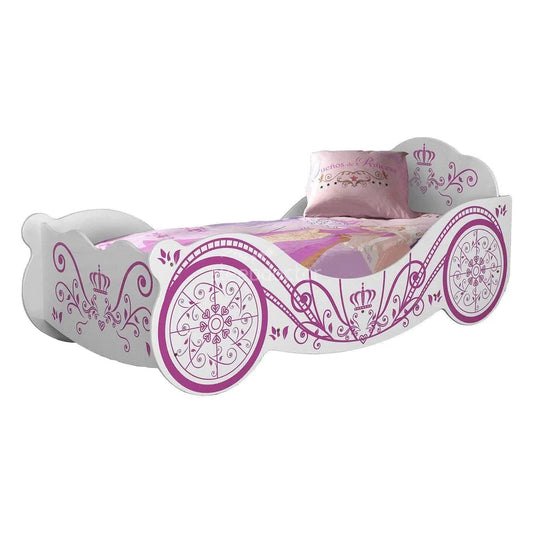Havana Princess Carriage Low Line Car Bed in White and Pink-Sleep Doctor