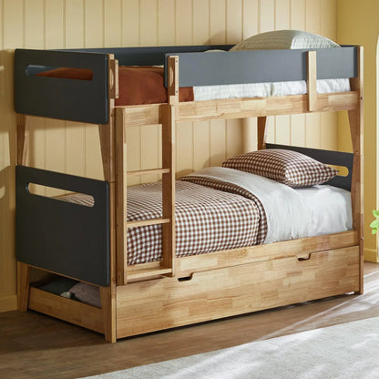 Irvine Bunk Bed with Removal Top Bunk in Charcoal and Natural Timber-Sleep Doctor