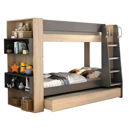 Kingsley Single Bunk Bed with Bookshelves and Trundle-Sleep Doctor