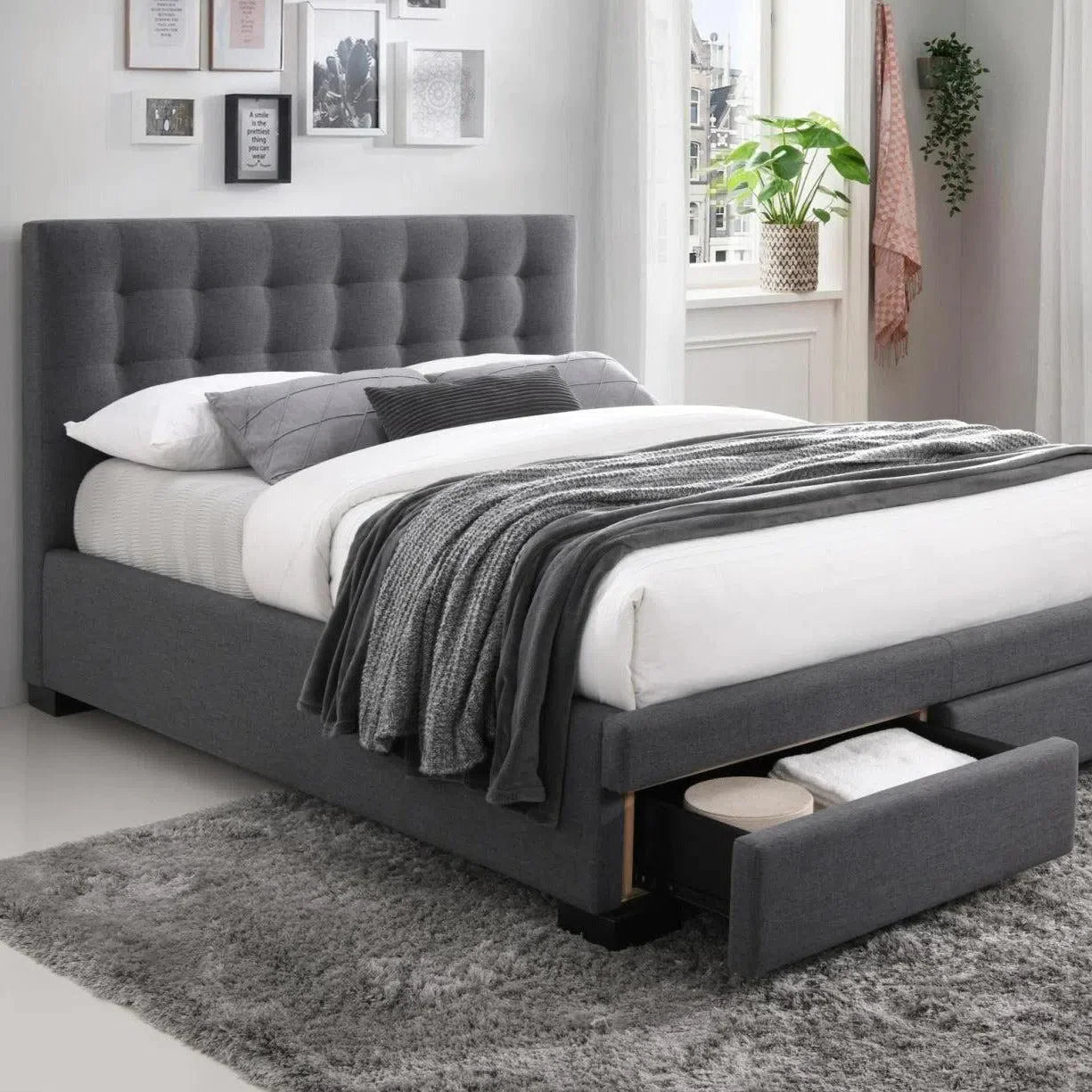 Memphis Double Fabric Upholstered Bed with Drawers-Sleep Doctor