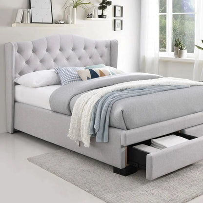 Memphis with Wings King Fabric Upholstered Bed with Drawers-Sleep Doctor