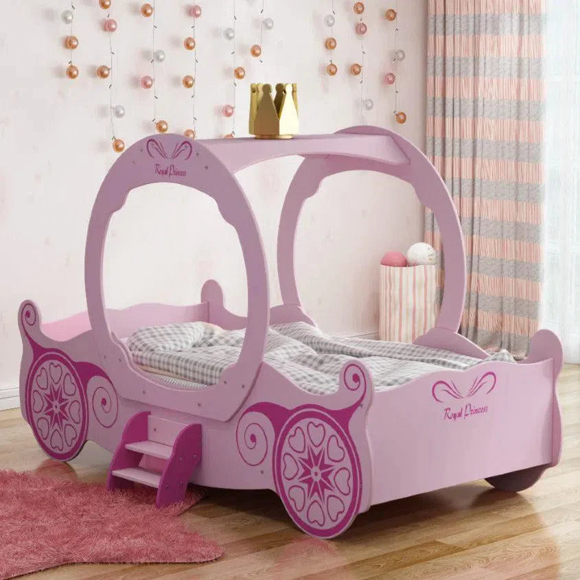 Victoria Princess Carriage Bed Single in Pink and White-Sleep Doctor